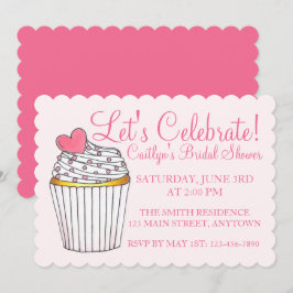 Feiern wir Pink Cupcake Bridal Baby Shower Einladung