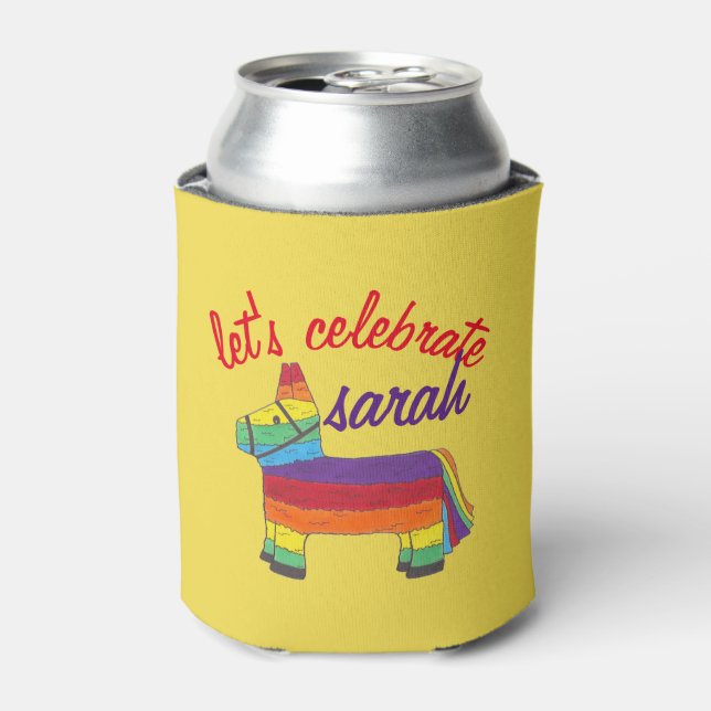 Feiern wir Rainbow Donkey Piñata Party Fiesta Dosenkühler (Kanne Vorderseite)