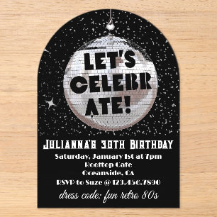 Feiern wir Retro 80er Geburtstag Acryleinladungen
