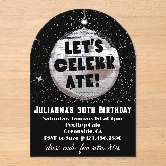 Feiern wir Retro 80er Geburtstag Acryleinladungen