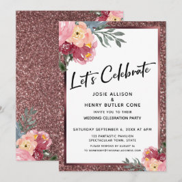 Feiern wir Rose Gold Glitzer Empfang Einladung