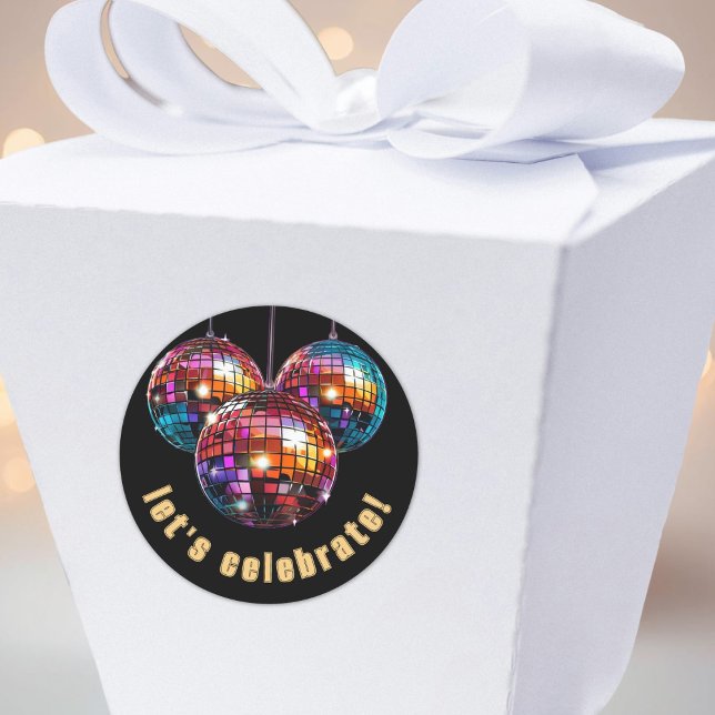 Feiern wir runder aufkleber (Let's Celebrate Discoballs Classic Round Sticker)