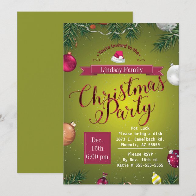 Feiern wir Weihnachten-Party Einladung (Vorne/Hinten)