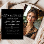 Feiern wir zum Geburtstag Minimalistisches schwarz Einladung<br><div class="desc">Feiern Sie 30 Stile mit einer Minimalistischen Script Black and Gold Geburtstagseinladung! Mit schlichten Schwarz- und Goldakzenten, eleganter Schriftzeichen und einem sauberen, modernen Design Set diese Einladung den Ton für ein anspruchsvolles Fest. Es ist perfekt für jeden Ort, von schicken Salons bis hin zu intimen Ansammlungen, und verbindet zeitlose Eleganz...</div>