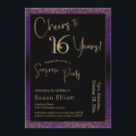 Feiern zu 16 Jahren Überraschung Geburtstagsparty, Einladung<br><div class="desc">Mit zwei markanten Schriftart habe ich Grafiken für Ihre Ankündigung erstellt und sie mit einem Imitat-Metallic-Goldeffekt für ein festliches Ambiente verziert. Obwohl jedes Teil auf den Anzug Ihrer Bedürfnisse verschoben werden kann, lautet der Header "Cheers to 16 Years!" und "Überraschendes Party". ("Überraschung" kann entfernt werden, wenn Ihr Party nicht vorhanden...</div>