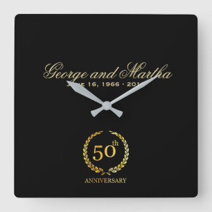 Feiern zum 50. Jahrestag. Personalisierbar. Quadratische Wanduhr