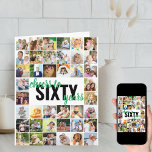 Feiern zum 60. Geburtstag des 60. Karte<br><div class="desc">Big 60. Geburtstagskarte personalisiert mit Ihren eigenen Fotos und benutzerdefinierten Nachrichten. Die Vorderseite der Karte liest "Beifall zu sechzig Jahren" in moderner überdimensionaler Typografie und Pinselschrift. Die Fotovorlage ist Set für Sie, um 40 Fotos hochzuladen und Sie können die Nachricht auf der Innenseite mit dem Namen oder der Beziehung der...</div>