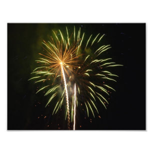 Feiern zum grünen und goldenen Feuerwerk Fotodruck