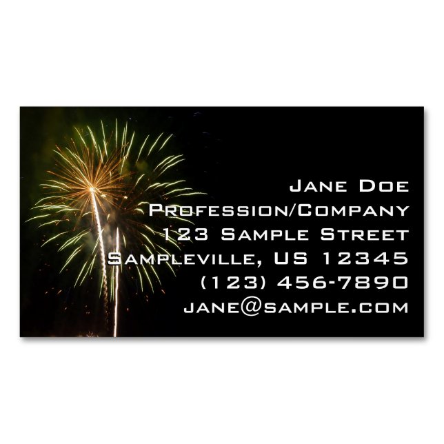 Feiern zum grünen und goldenen Feuerwerk Magnetische Visitenkarte (Vorderseite)