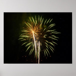 Feiern zum grünen und goldenen Feuerwerk Poster