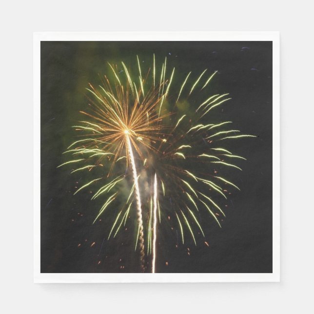 Feiern zum grünen und goldenen Feuerwerk Serviette (Vorderseite)