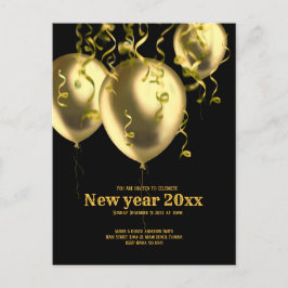 Feiern zum Silvestergolden in Schwarz Postkarte