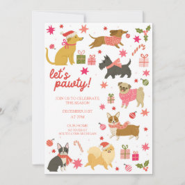 Feiernde Hunde Pink Weihnachten Party Einladung