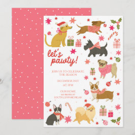 Feiernde Hunde Pink Weihnachten Party Einladung