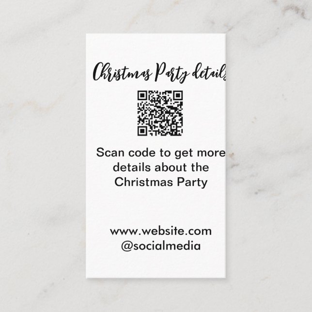 Feierparty Scan QR-Code Details Webseite sozial  Visitenkarte (Vorderseite)