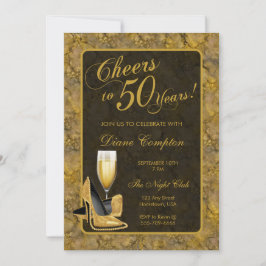Feiert 50 Jahre Gold Black Birthday Einladung