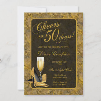 Feiert 50 Jahre Gold Black Birthday Einladung