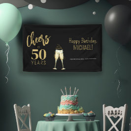 Feiert 50 Jahre Gold in modernem Schwarz 50. Gebur Banner
