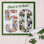 Feiert 50 Jahre Zahl 50 Foto Collage Square<br><div class="desc">Sage mir 50 Jahre mit einem maßgeschneiderten Foto-Puzzle für ein einzigartiges 50. Geburtstagsgeschenk. Die Fotovorlage ist für Sie Set, um Ihre Fotos hinzuzufügen, die in Form einer Zahl 50 angezeigt werden. Die Foto-Collage hat eine Vielzahl von Landschafts-, Quadrat- und Portrait-Fotos, die Ihnen viel Flexibilität bei der Platzierung Ihrer Lieblingsfotos geben....</div>