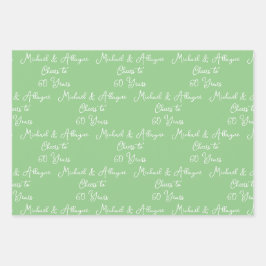 Feiert 60 Jahre Sage Green 60 Jahre Jubiläum Geschenkpapier Set