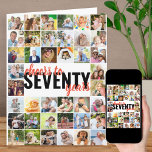 Feiert 70 Jahre FotoCollage 70. Geburtstag Karte<br><div class="desc">Big 70. Geburtstagskarte personalisiert mit Ihren eigenen Fotos und benutzerdefinierten Nachrichten. Auf der Vorderseite der Karte steht "Beifall bis siebzig Jahre" in moderner überdimensionaler Typografie und Pinselschrift. Die Fotovorlage ist Set für Sie, um 40 Fotos hochzuladen und Sie können die Nachricht auf der Innenseite mit dem Namen oder der Beziehung...</div>