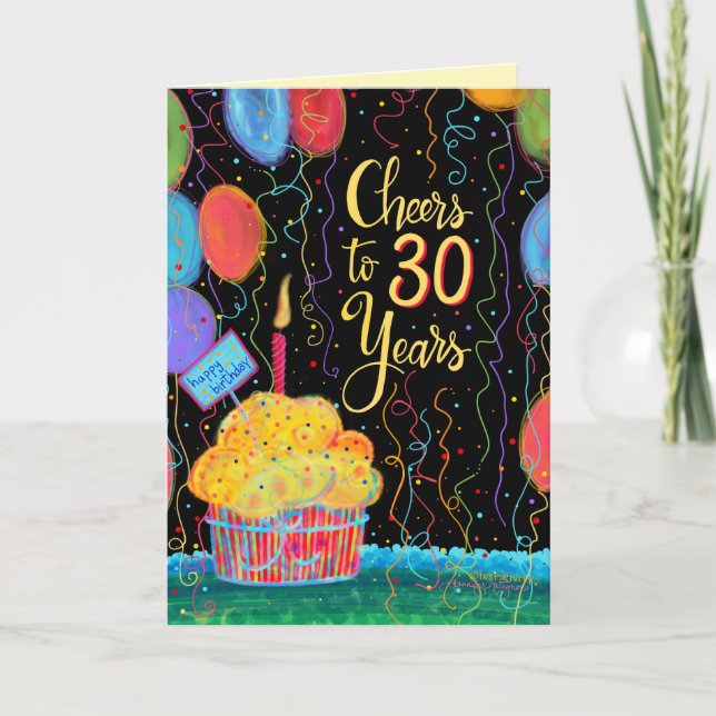 Feiert bis 30 Jahre Happy Birthday Balloons Karte (Vorderseite)