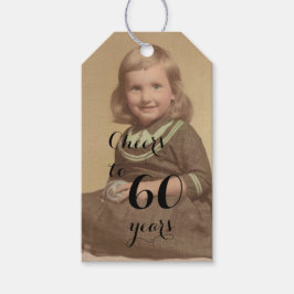 Feiert bis 60 Jahre! Birthday Foto Black Script Geschenkanhänger