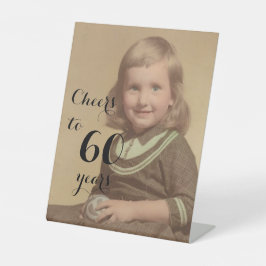 Feiert bis 60 Jahre! Birthday Foto Black Script Sockelschild