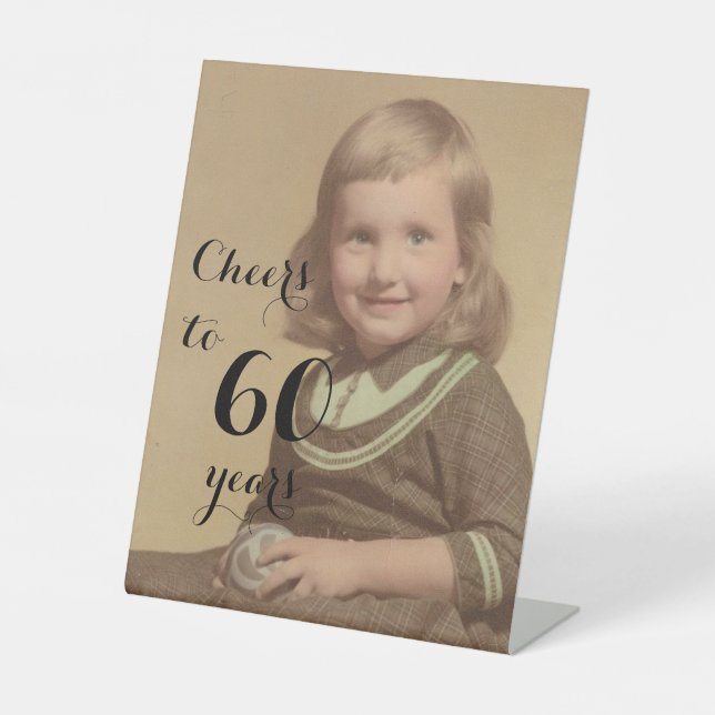 Feiert bis 60 Jahre! Birthday Foto Black Script Sockelschild (Vorderseite)