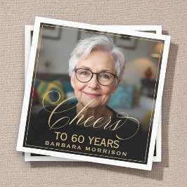 Feiert bis 60 Jahre Geburtstag Foto Gold Black Serviette