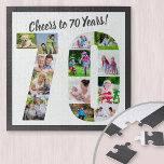 Feiert bis 70 Jahre Zahl 70 Foto Collage Square<br><div class="desc">Sprich: Mit einem maßgeschneiderten Foto-Puzzle für ein einzigartiges 70. Geburtstagsgeschenk. Die Fotovorlage ist für Sie Set, um Ihre Fotos hinzuzufügen, die in Form einer Zahl 70 angezeigt werden. Die Foto-Collage hat eine Vielzahl von Landschafts-, Quadrat- und Portrait-Fotos, die Ihnen viel Flexibilität bei der Platzierung Ihrer Lieblingsfotos geben. Foto-Rätsel machen Spaß...</div>