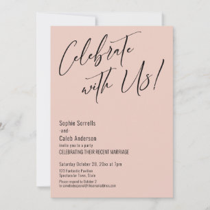 Feiert mit uns! Moderne Blush-Pinke Hochzeitsfeier Einladung