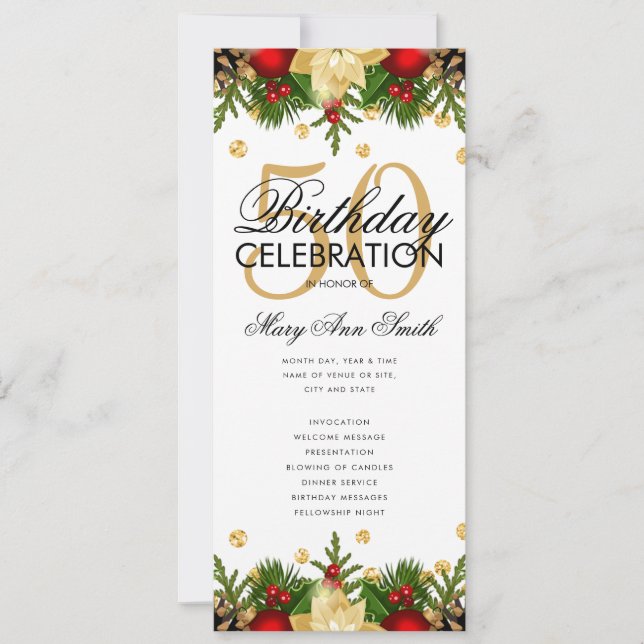 Feiertag 50. Geburtstag Party Programm Gold mit Me (Vorderseite)