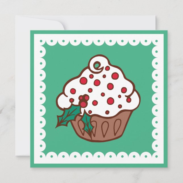 Feiertag Cupcake Weihnachten Party Einladungen (Vorderseite)