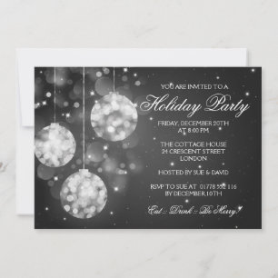 Feiertag Einladung Sparkling Baubles Schwarz