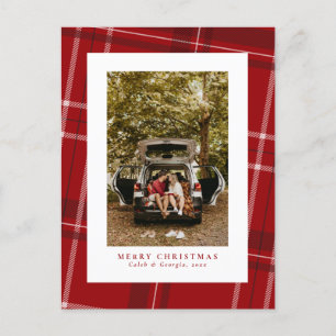 Feiertag kariertes Weihnachts-Foto Postkarte
