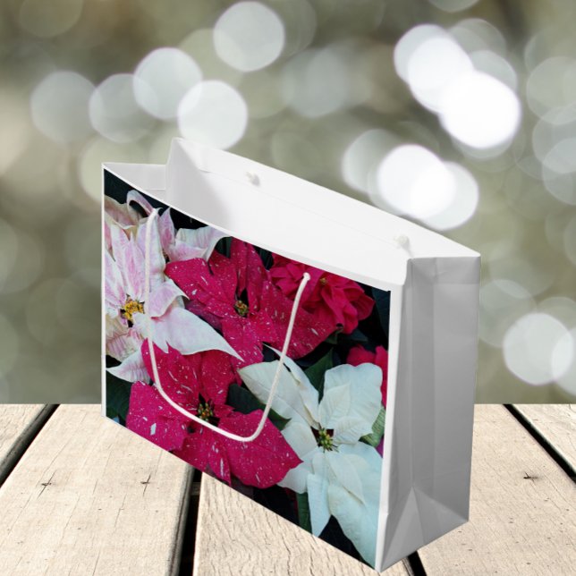 Feiertag Poinsettias Floral Große Geschenktüte (In Situ)