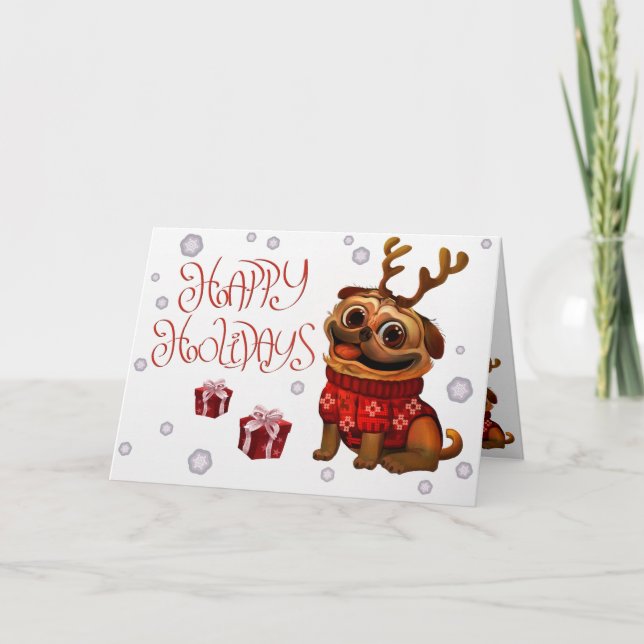 Feiertag PuGreeting Karte (Vorderseite)