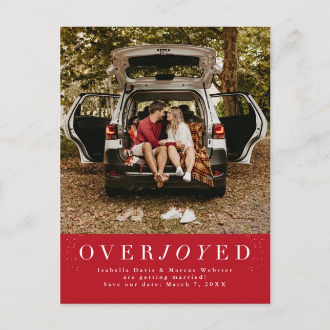 Feiertag Save the Date rotes Foto Postkarte (Vorderseite)