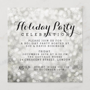 Feiertag Silver Sparkling Schneeflocken Lichter Einladung