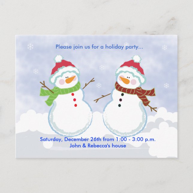 Feiertag Snowman Postcard Einladung (Vorderseite)