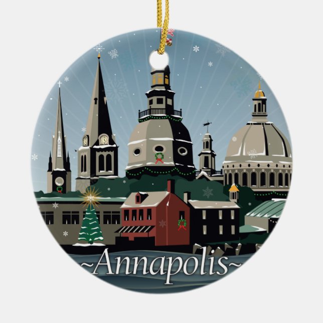 Feiertag Snowy Annapolis Keramik Ornament (Vorne)