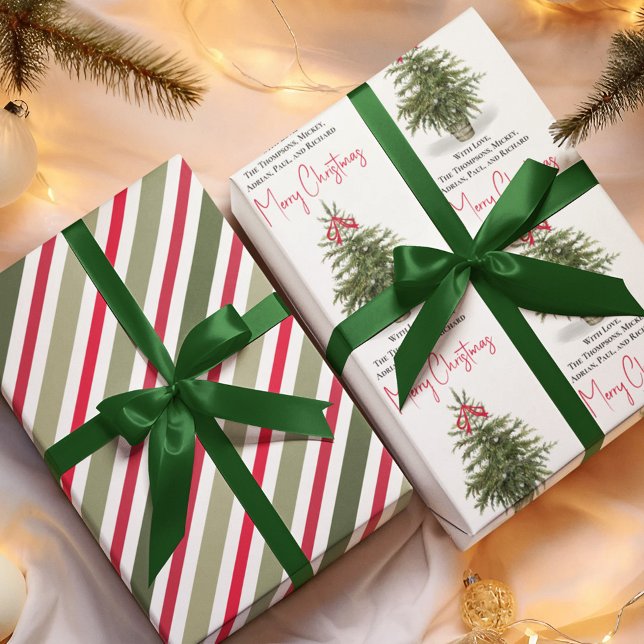 Feiertag Wasserfarbener Weihnachtsbaum Party Geschenkpapier Set (Whimsical Merry Christmas holiday custom wrapping paper. )