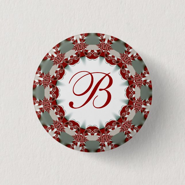 Feiertag + Weihnachtsfeier Monogram Button (Vorderseite)