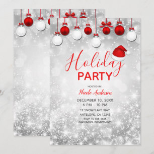Feiertag Winter Rot Weißer Sparkus Einladung