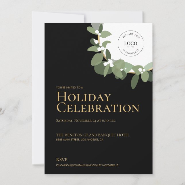 Feiertage Party Moderner Kranz Einladung (Vorderseite)