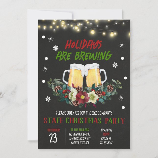 Feiertage sind Bierbrauer Weihnachten Party Einladung (Vorderseite)