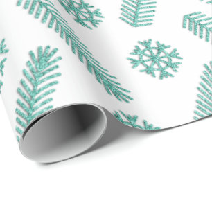 Feiertage Weihnachten-Baum Schneeflocke-Weiß Geschenkpapier