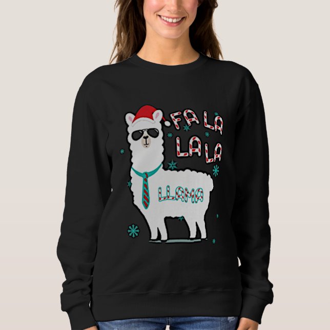 Feiertage Weihnachten Niedlich Llama Tier Sweatshirt (Vorderseite)