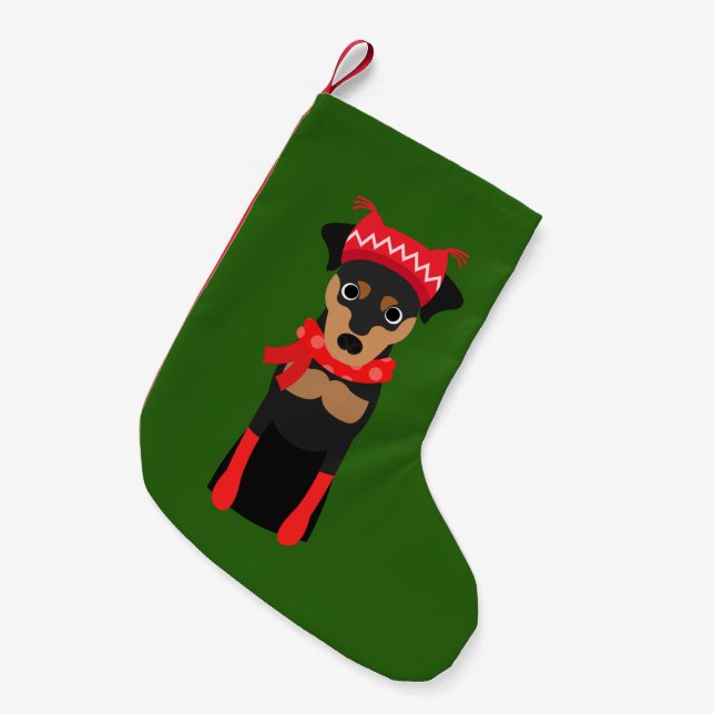 Feiertagminiaturpinscher-WeihnachtsStrumpf Kleiner Weihnachtsstrumpf (Vorderansicht (hängend))